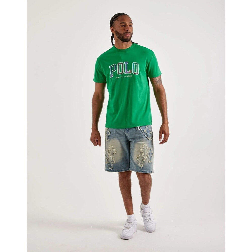 NWT Polo Ralph Lauren MEN'S T SHIRT XL Classic Fit Madras-Logo Jersey GREEN